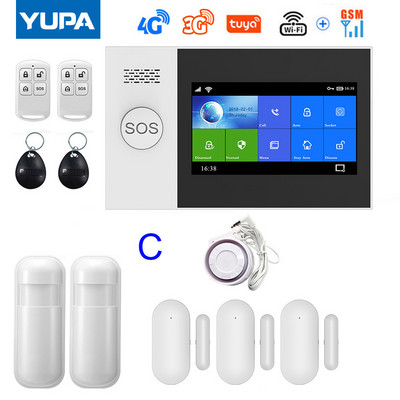 Σύστημα συναγερμού ασφαλείας για το σπίτι Wifi 4G 3G GSM GPRS με οθόνη αφής 4,3 ιντσών για την εφαρμογή Tuya Smart Life Works Alexa & Google