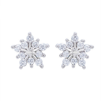Huitan Зимни обеци снежинки с ослепителен кристален кубичен цирконий 3 метални цвята Нежни обеци за жени Модни бижута