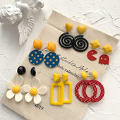 Изящни прекрасни акрилни обеци с цветя за жени Бохемски корейски големи геометрични кръгли квадратни дълги висящи обеци Бижута