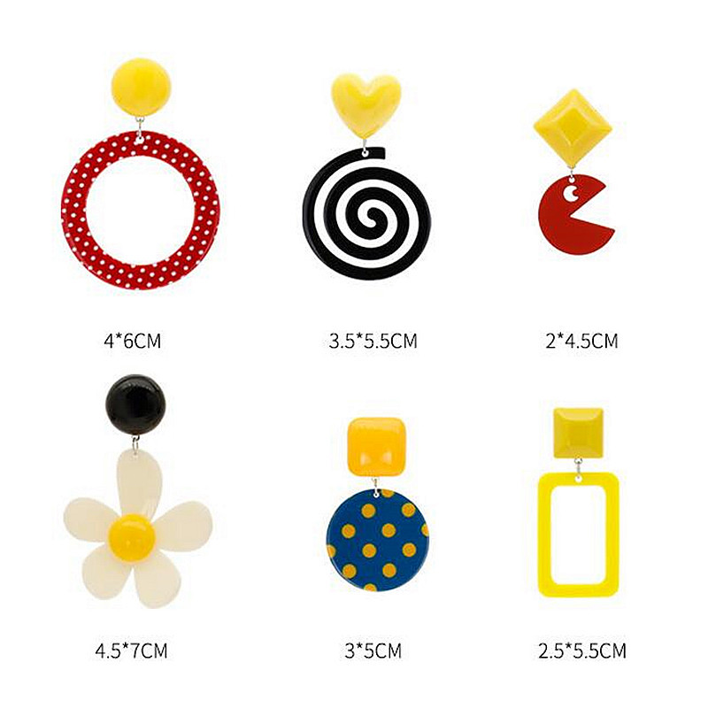 Изящни прекрасни акрилни обеци с цветя за жени Бохемски корейски големи геометрични кръгли квадратни дълги висящи обеци Бижута