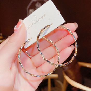 Модни изкривяващи се усукващи се метални кръгли геометрични кръгли обеци с халки за жени Златен цвят Steam Punk Rock Аксесоари за бижута