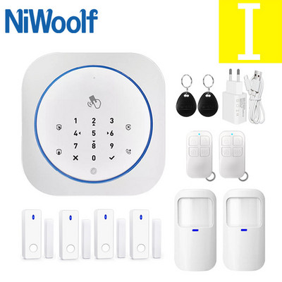 Ασύρματο σύστημα συναγερμού για το σπίτι Ασφάλεια GSM Τηλεχειριστήριο ενδοεπικοινωνίας Αυτόματη κλήση 433 MHz Ανιχνευτές IOS Android APP Πληκτρολόγιο αφής ελέγχου