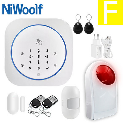 Ασύρματο σύστημα συναγερμού για το σπίτι Ασφάλεια GSM Τηλεχειριστήριο ενδοεπικοινωνίας Αυτόματη κλήση 433 MHz Ανιχνευτές IOS Android APP Πληκτρολόγιο αφής ελέγχου
