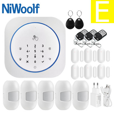 Ασύρματο σύστημα συναγερμού για το σπίτι Ασφάλεια GSM Τηλεχειριστήριο ενδοεπικοινωνίας Αυτόματη κλήση 433 MHz Ανιχνευτές IOS Android APP Πληκτρολόγιο αφής ελέγχου