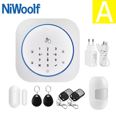 Ασύρματο σύστημα συναγερμού για το σπίτι Ασφάλεια GSM Τηλεχειριστήριο ενδοεπικοινωνίας Αυτόματη κλήση 433 MHz Ανιχνευτές IOS Android APP Πληκτρολόγιο αφής ελέγχου