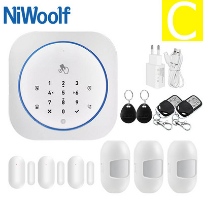 Ασύρματο σύστημα συναγερμού για το σπίτι Ασφάλεια GSM Τηλεχειριστήριο ενδοεπικοινωνίας Αυτόματη κλήση 433 MHz Ανιχνευτές IOS Android APP Πληκτρολόγιο αφής ελέγχου