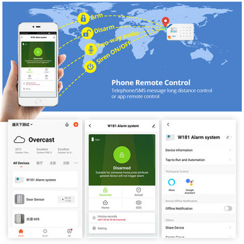 Σύστημα συναγερμού KERUI W181 WIFI GSM Alarm Home Kit Υποστήριξη Alexa Smart Life Αισθητήρας κίνησης ανιχνευτής Αισθητήρας πόρτας Σειρήνα