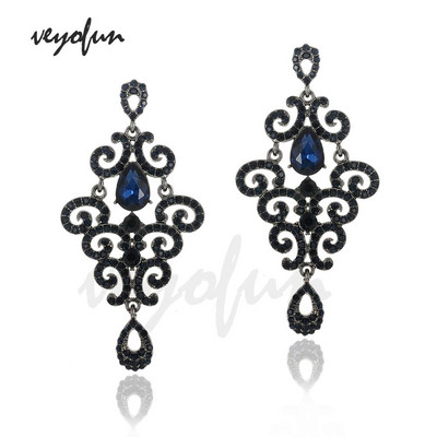 Veyofun Луксозни капкови обеци с ретро ретро кухи големи висящи обеци Модни бижута за жени Подарък