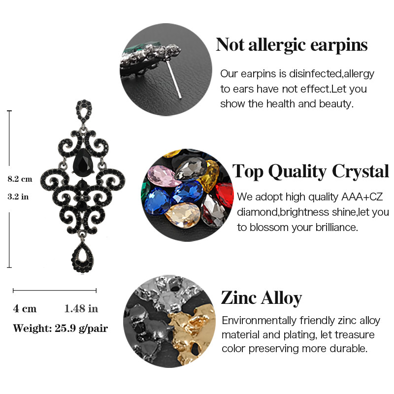 Veyofun Луксозни капкови обеци с ретро ретро кухи големи висящи обеци Модни бижута за жени Подарък