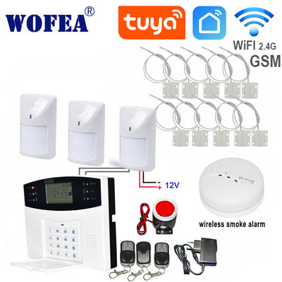 Wofea LCD дисплей Гласово напомняне WIFI GSM алармена система с автоматично набиране SMS Безплатно съобщение Push от Tuya Smart Life APP