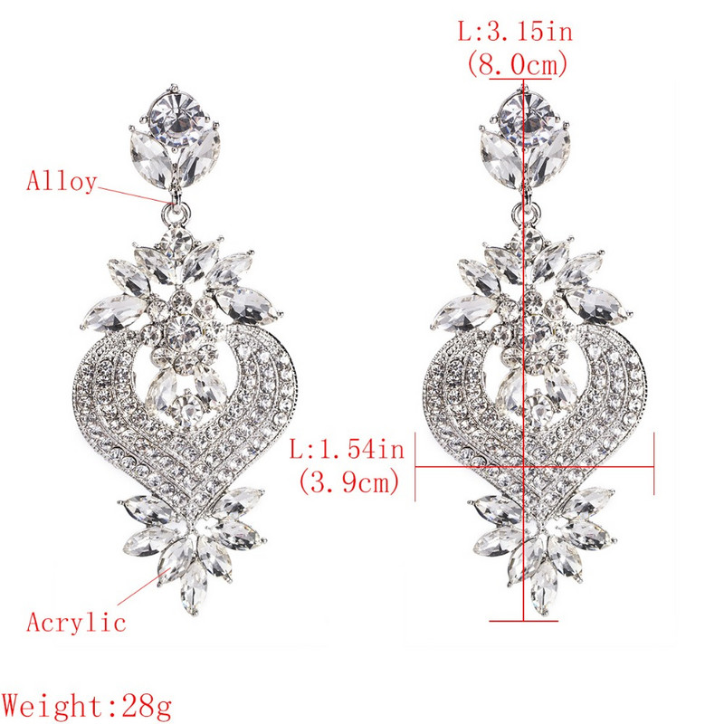 Луксозни обеци с кристали за жени Цвете парти изявление Обеца 2019 големи капкови обеци сватбени бижута