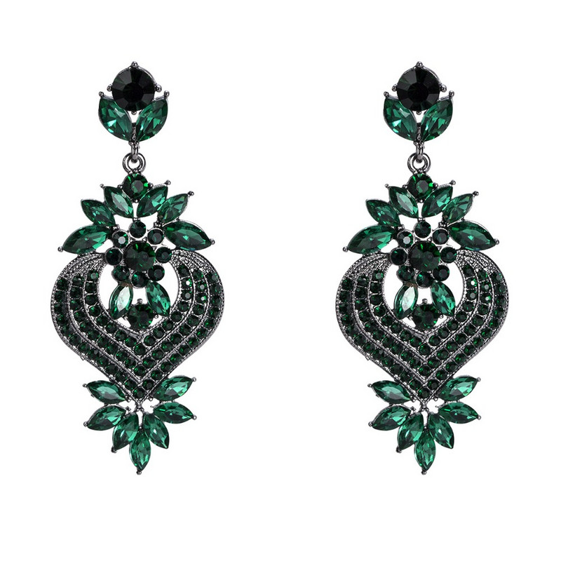 Луксозни обеци с кристали за жени Цвете парти изявление Обеца 2019 големи капкови обеци сватбени бижута