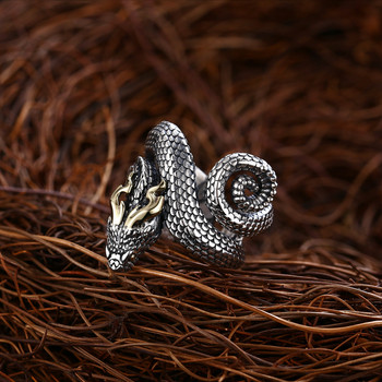 Εκλεκτής ποιότητας δαχτυλίδι γοητείας με κερασφόρο φίδι για άντρας Γυναίκα Αισθητικό πανκ Βίκινγκ Μύθος Φίδι Δράκος Ανοιχτό Δαχτυλίδι Cool Trend 2022 Νέο δώρο Jewely