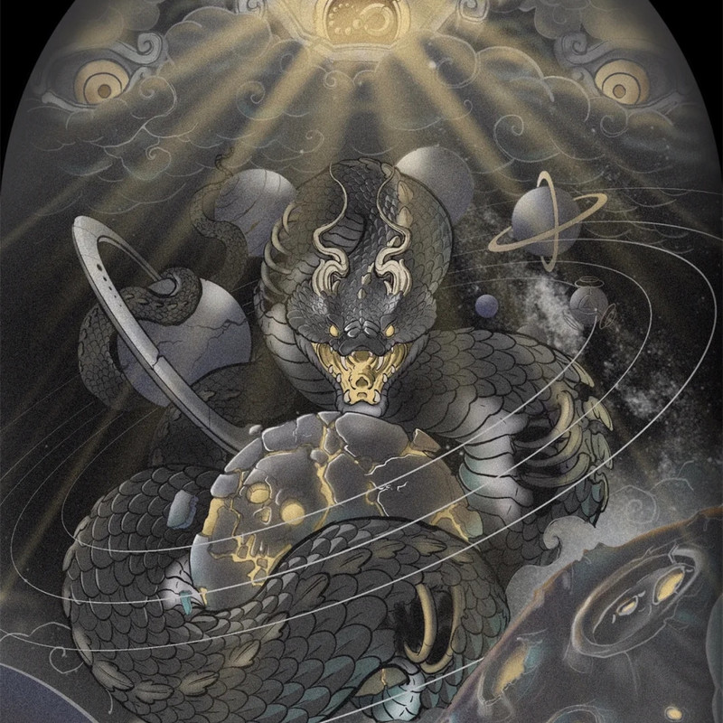 Senovinis žavus žiedas su raguotu gyvatės žiedas vyrui, moteriai Estetinis pankų vikingų mitas Gyvatės drakono atviras žiedas Šauni tendencija 2022 m. nauja dovana papuošalas