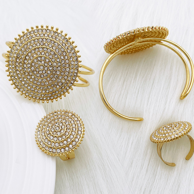 Moterų papuošalų rinkinys Paauksuoti papuošalai su cirkoniais, dideli karoliai rinkinys collares de bisuteria fina