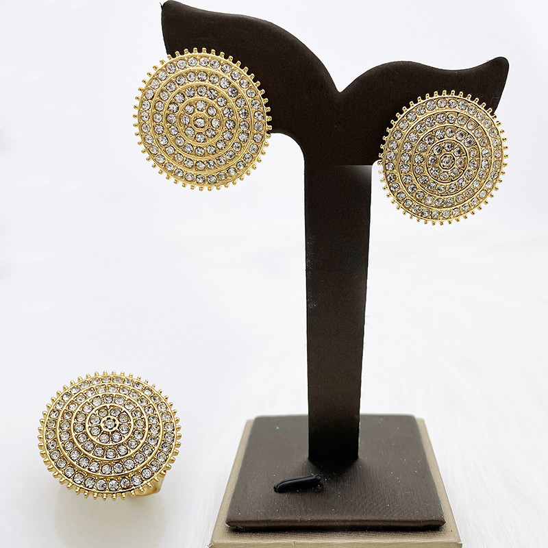 Moterų papuošalų rinkinys Paauksuoti papuošalai su cirkoniais, dideli karoliai rinkinys collares de bisuteria fina