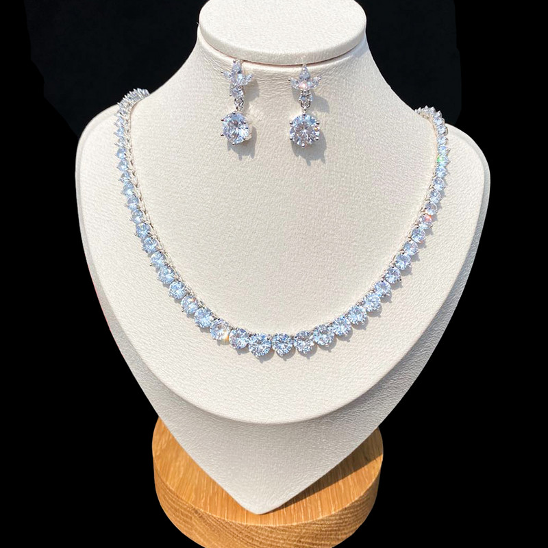 ASNORA mados vandens lašų karoliai, karolių rinkinys, sudarytas iš skirtingų dydžių kubinio cirkonio oksido, naudojamas vakarėlių vestuvių papuošalams