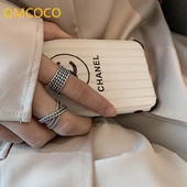 QMCOCO Корейски усукан верижен шахматен пръстен за женски пръст Сребърен цвят Ретро личност Нов стил Моден пръстен