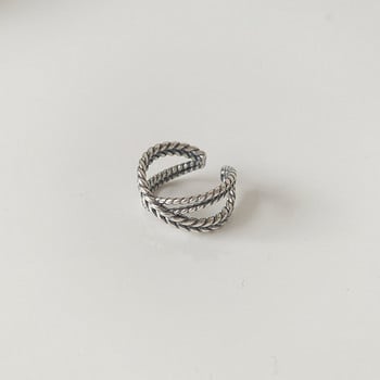 QMCOCO Κορεατική Στριφτή Αλυσίδα Κλιμακωτό Δαχτυλίδι για Γυναικείο Δάχτυλο Ασημί Χρώμα Vintage Προσωπικότητα Νέο Μόδα Δαχτυλίδι