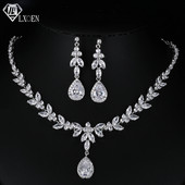 LXOEN Луксозни марки Комплекти бижута за жени Сватбена мода Аксесоари за парти Цирконови обеци и колиета Подарък