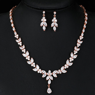 LXOEN Луксозни марки Комплекти бижута за жени Сватбена мода Аксесоари за парти Цирконови обеци и колиета Подарък