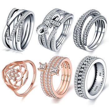 Гореща разпродажба 925 стерлингови сребърни пръстени за жени Блестяща полирана линия Изработка на пръстени Бижута Подарък Парти Годежен CMR043