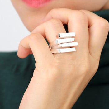 HUANZHI 2020 Нов многослоен неправилен трапецовиден квадратен кръстосано изрязан метален пръстен за жени Момиче Парти Бижута Подарък
