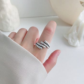 HUANZHI 2020 Нов многослоен неправилен трапецовиден квадратен кръстосано изрязан метален пръстен за жени Момиче Парти Бижута Подарък