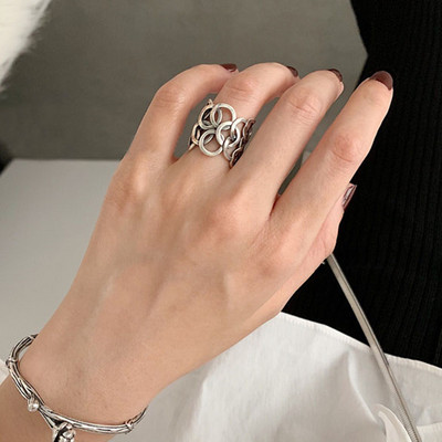 HUANZHI 2020 Nauja kelių sluoksnių netaisyklingos trapecijos kvadrato formos kryžminio išpjova metalinis žiedas, skirtas moterims, mergaičių vakarėliui papuošalų dovana