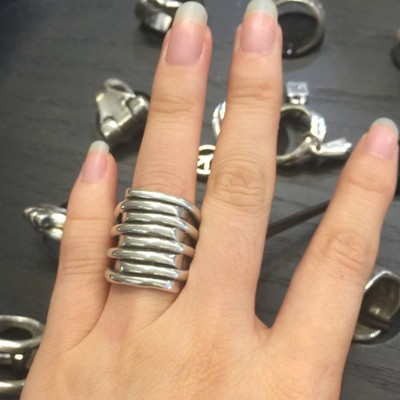 HUANZHI 2020 Nauja kelių sluoksnių netaisyklingos trapecijos kvadrato formos kryžminio išpjova metalinis žiedas, skirtas moterims, mergaičių vakarėliui papuošalų dovana