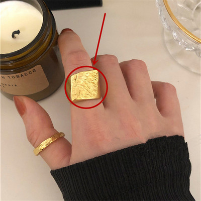 HUANZHI 2020 Nauja kelių sluoksnių netaisyklingos trapecijos kvadrato formos kryžminio išpjova metalinis žiedas, skirtas moterims, mergaičių vakarėliui papuošalų dovana