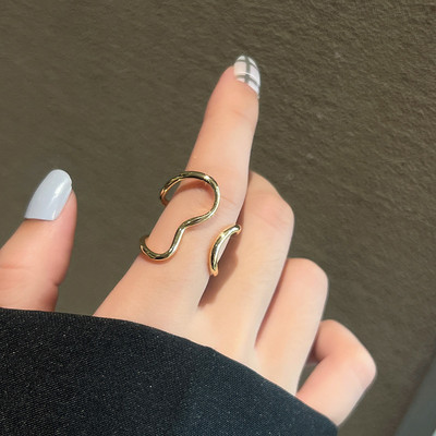 HUANZHI 2020 Nauja kelių sluoksnių netaisyklingos trapecijos kvadrato formos kryžminio išpjova metalinis žiedas, skirtas moterims, mergaičių vakarėliui papuošalų dovana