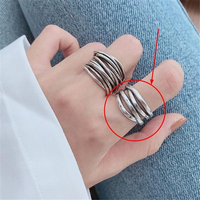 HUANZHI 2020 Nauja kelių sluoksnių netaisyklingos trapecijos kvadrato formos kryžminio išpjova metalinis žiedas, skirtas moterims, mergaičių vakarėliui papuošalų dovana