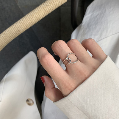 HUANZHI 2020 Nauja kelių sluoksnių netaisyklingos trapecijos kvadrato formos kryžminio išpjova metalinis žiedas, skirtas moterims, mergaičių vakarėliui papuošalų dovana