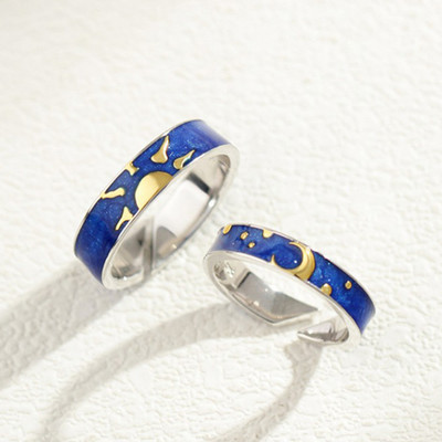 2 vnt / rinkinys, pora žiedai moterims Saulės mėnulis drugelis elnias delfinas sparnai elektrokardiogramos kryžminiai juvelyriniai pirštai atviras žiedas