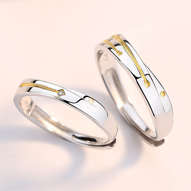 2 vnt / rinkinys, pora žiedai moterims Saulės mėnulis drugelis elnias delfinas sparnai elektrokardiogramos kryžminiai juvelyriniai pirštai atviras žiedas