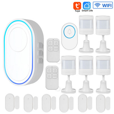 Sistem de alarmă de securitate Tuya Wifi Smart Home 433MHz Frecvență EV1527 Codare Sonerie fără fir Nivel 5 Volum 58 Kit de tonuri de apel