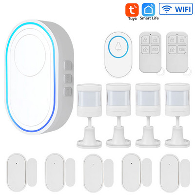 Sistem de alarmă de securitate Tuya Wifi Smart Home 433MHz Frecvență EV1527 Codare Sonerie fără fir Nivel 5 Volum 58 Kit de tonuri de apel