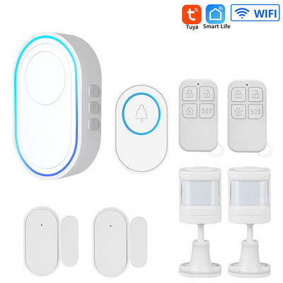 Sistem de alarmă de securitate Tuya Wifi Smart Home 433MHz Frecvență EV1527 Codare Sonerie fără fir Nivel 5 Volum 58 Kit de tonuri de apel