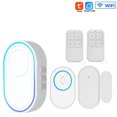 Sistem de alarmă de securitate Tuya Wifi Smart Home 433MHz Frecvență EV1527 Codare Sonerie fără fir Nivel 5 Volum 58 Kit de tonuri de apel