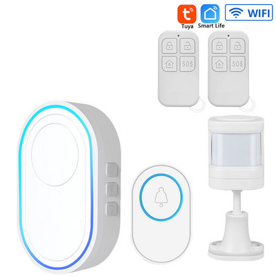 Sistem de alarmă de securitate Tuya Wifi Smart Home 433MHz Frecvență EV1527 Codare Sonerie fără fir Nivel 5 Volum 58 Kit de tonuri de apel