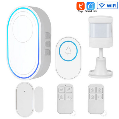Sistem de alarmă de securitate Tuya Wifi Smart Home 433MHz Frecvență EV1527 Codare Sonerie fără fir Nivel 5 Volum 58 Kit de tonuri de apel