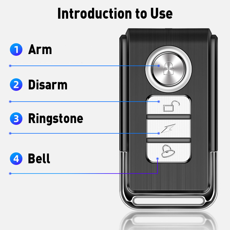 Водоустойчива велосипедна аларма Безжична алармена система USB презареждане Велосипедна охранителна алармена система с дистанционно управление Сензор за движение