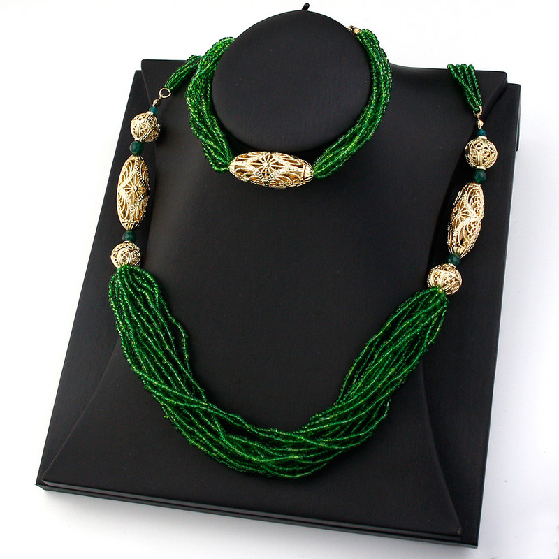 „Sunspicems“ prekės ženklo dizainas Alžyras Marokas nuotakos vestuvinių papuošalų rinkiniai Rankų darbo karoliukų karoliai Apyrankė Golden Ball Caftan Bijoux