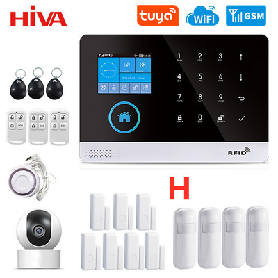 Belaidė WIFI GSM namų apsaugos signalizacijos sistema su Tuya Smart Life APP PIR judesio jutiklio IP kamera, suderinama su Alexa ir Google