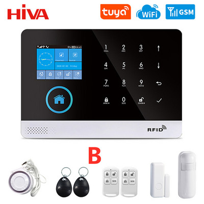 Belaidė WIFI GSM namų apsaugos signalizacijos sistema su Tuya Smart Life APP PIR judesio jutiklio IP kamera, suderinama su Alexa ir Google