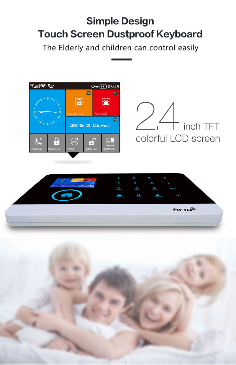 Belaidė WIFI GSM namų apsaugos signalizacijos sistema su Tuya Smart Life APP PIR judesio jutiklio IP kamera, suderinama su Alexa ir Google