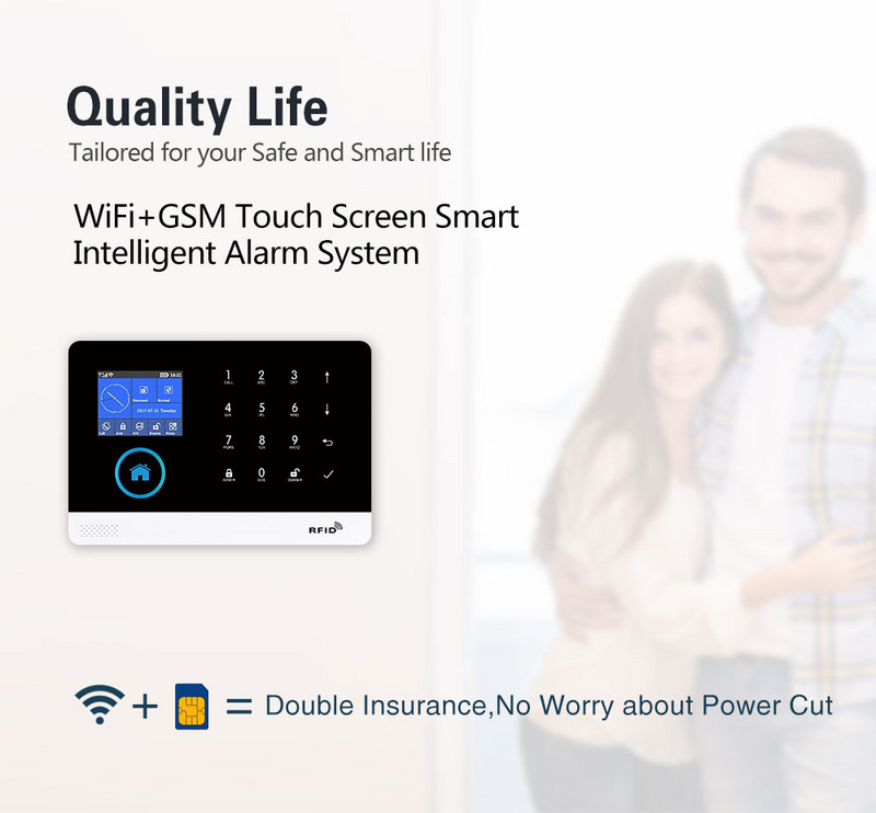 Belaidė WIFI GSM namų apsaugos signalizacijos sistema su Tuya Smart Life APP PIR judesio jutiklio IP kamera, suderinama su Alexa ir Google