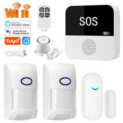 Belaidis „WiFi Smart Home Automation“ signalizacijos sistemos saugos apsaugos rinkinys su 433 MHz jutikliu, palaikymas „Google Alexa“