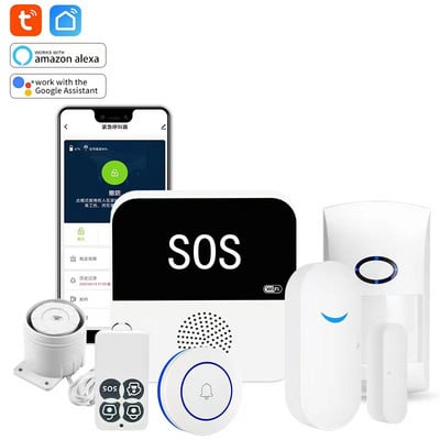 Belaidis „WiFi Smart Home Automation“ signalizacijos sistemos saugos apsaugos rinkinys su 433 MHz jutikliu, palaikymas „Google Alexa“